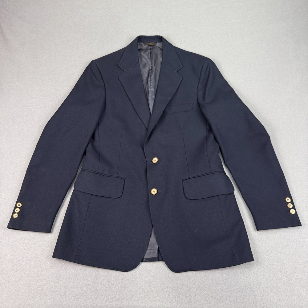 Vintage Panatela Levis Blazer Mens 40L Navy Blue Sport Coat Jacket 2 Button USA